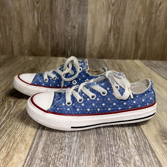 Converse Chuck Taylor Shoes 660714F Double Tongue Blue Polka Dot Youth Size 11 - Picture 6 of 13